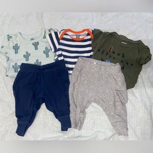 baby boy onesie and pants bundle, size 0-3m